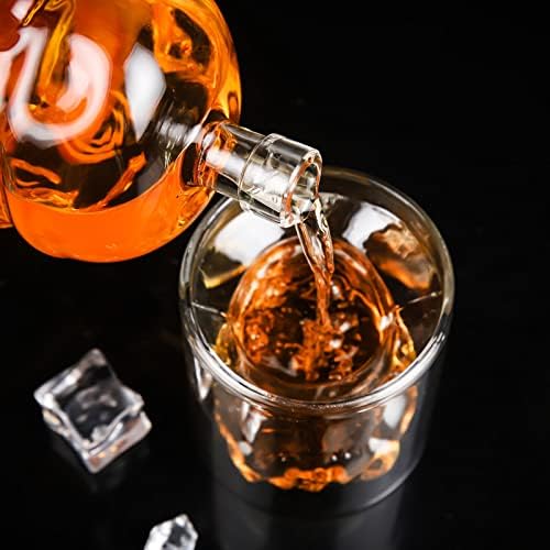 Garrafa de decantador de uísque criativo transparente com 2 copos de vinho 150 ml para licor, bourbon, uísque, vodka, presente