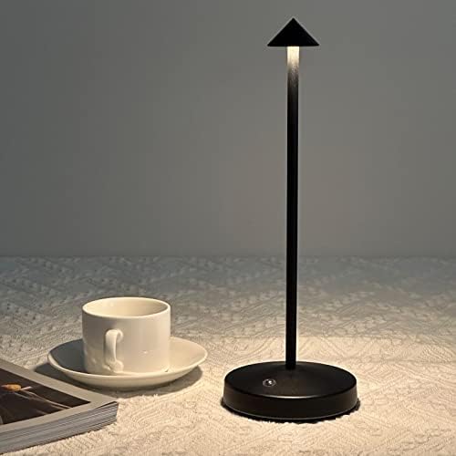Lâmpada de mesa sem fio, luminária de mesa LED sem fio, lâmpada de mesa operada por bateria de 3000mAh, lâmpada de mesa preta moderna portátil com 3 níveis de controle de toque de brilho em alumínio para sala de estar