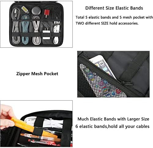 Matein Cable Organizer Bag & Backpack Backpack for Women Pacote | Bolsa de armazenamento de viagem grande estojo de ferramenta durável com alça e laptop de couro PU