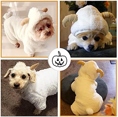 Aofitee cachorro de desenho animado fofo ovelha de coelho forma de halloween traje de natal, lã de lã quente de inverno casaco de capuz de animais de estimação, jaqueta de pão