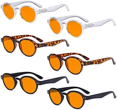 Olhos para os olhos 6 pares Blocking Blocking Readers Oval Reading Glasses Orange TINTED +2.00