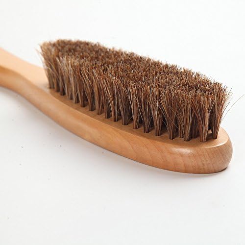 Escova de limpeza de couro de cano de cavalo das águias - alça de madeira longa e escova de grãos limpam chapéus, sapatos,