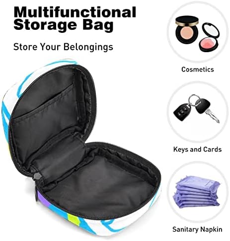 Bolsa de armazenamento de guardanapos sanitários de Oryuekan, bolsas de zíper menstrual reutilizável portátil, bolsa de armazenamento de tampões para mulheres meninas, abstrato de cor de desenho animado solar