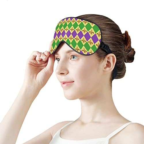 Cute Mardi Gras Padrão Máscara de olho impressa no sono Tampa de olhos macios com cinta ajustável Eyeshade de viagem para homens para homens Mulheres