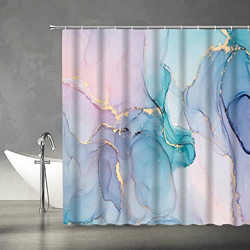 Ajjkl Abstract Marble Chuser Curtain Blue Pink Tea