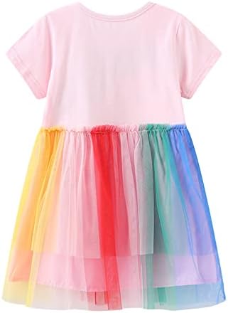 Vestido arco-íris de meninas de manga comprida garotas vestidos de tule caia roupa de inverno 3-8 anos