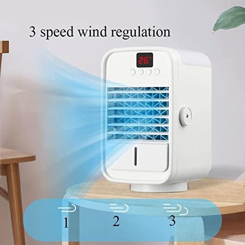 便利 100 ar condicionado portátil USB Cooler de ar, 3 velocidade do vento e 7 luz LED, névoa fria e 5H Timer frio, mini