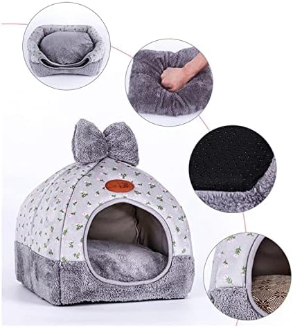 Aquecimento de gato de auto -aquecimento - Design de coelho Casa de gato portátil gatos laváveis ​​removíveis Ninho 6 para pequeno