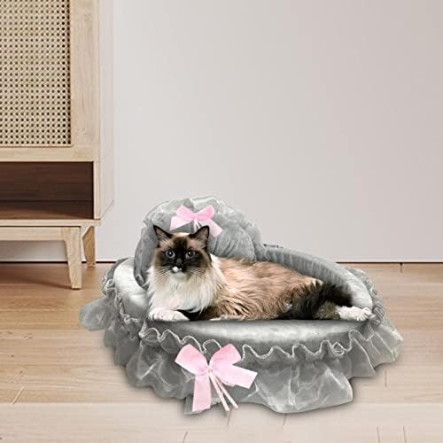 Cama de cachorro da princesa rosa de banclaze, canil adormecendo luxo grosso de suprimentos fofos de tapete portátil cante