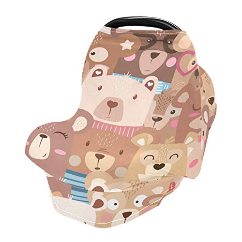 Animais de desenhos animados fofos ursos com tampas de assento de carro para bebês - Registro de bebês deve ter um dossel de banco de carro multiuso, para menina para bebês
