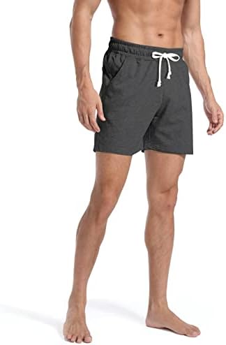 Tigerspot Mens 5,5 Curto de algodão Casual Pants Workout Gym Gym Athletic Elastic Salticable Amartable String com bolsos