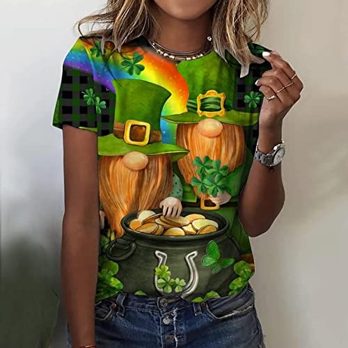 Feliz camisa de St. Patrick's Women Women Trendy Graphic T-shirt Mangas curtas Tunic Top Top Tunic