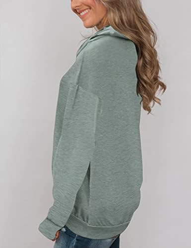 Zyyfly feminino capota de pescoço top top casual manga comprida camisa pulôver túnica moletons túnicos