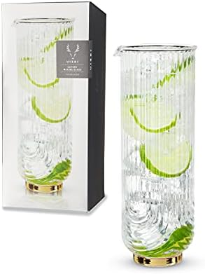 Viski Gatsby Cocktail vintage Mistura de vidro - Art Deco Ripple Glassware Arch Design, Glass de mistura de cristal de base de 47 onças