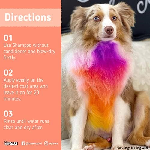 Opawz semi-permanente de cachorro tintura de cabelo, corante para cães pigmentos de qualidade alimentar, tinta de cabelo não tóxica para cães, gatos e todos os animais de estimação pode ser banhado