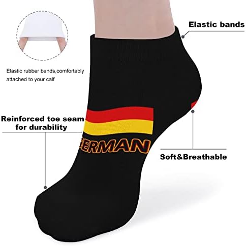 Alemanha bandeira 5 pares engraçados correndo tornozelo meias atléticas não-show meias amortecidas para homens mulheres