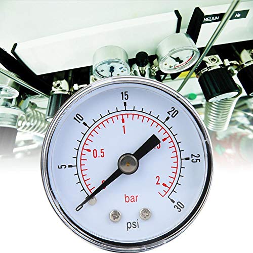 FtVogue Manômetro de medição de pressão mecânica de pressão 1 8 polegadas BSPT Back Connection para medição de água com óleo de ar [0-30psi, 0-2bar], medidor de pressão