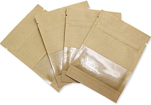 2,8x3,5 polegadas 100pcs Brown Kraft Papel Sacos de janelas Smidos à prova de alimentos selvagens bolsa de armazenamento de alimentos para zíps
