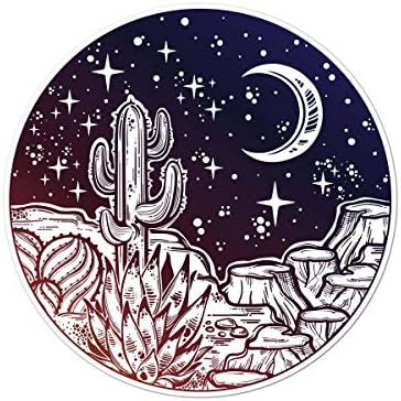 Caneca de leite projeta deserto à noite Saguaro cactus e lua decalque de vinil colorida de 3 polegadas de 3 polegadas
