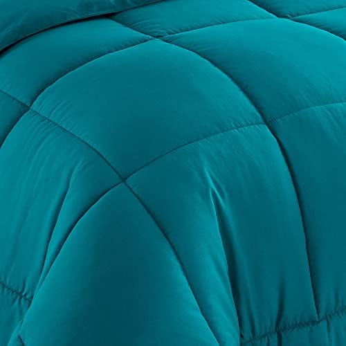 Sweet Home Collection, 5 peças, Set Set Solid Color Durante toda a estação Cobertor alternativo e lençóis de cama de microfibra luxuosos, cerceta, gêmea
