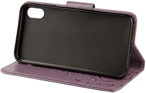 Caixa de telefone celular requintada em relevo Butterfly padrão horizontal capa de couro com slot de cartão e suporte e carteira e cordão para iPhone XR