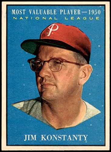 1961 TOPPS 479 Player mais valioso Jim Konstanty Philadelphia Phillies Ex/Mt+ Phillies