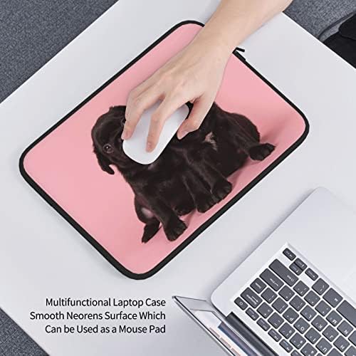 FFEXS Bolsa de laptop de cachorro preto fofo, tecido impermeável durável, bolsa de laptop de 13/15 de polegadas, para negócios, uso