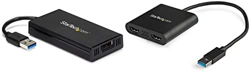 Startech.com USB 3.0 para exibir o adaptador 4K Ultra HD & USB 3.0 para adaptador HDMI duplo - 1x 4K 30Hz & 1x 1080p - Vídeo externo e cartão gráfico - Adaptador de exibição de monitor duplo USB tipo A para HDMI, preto, preto