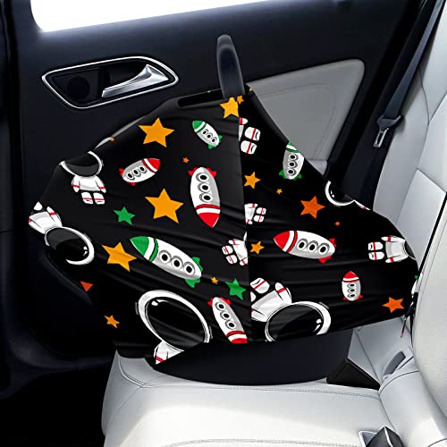 Capas de assento de carro de bebê Estrelas espaciais Rockets Astronautas Capa de enfermagem Cover de carrinho de cachecol de amamentação