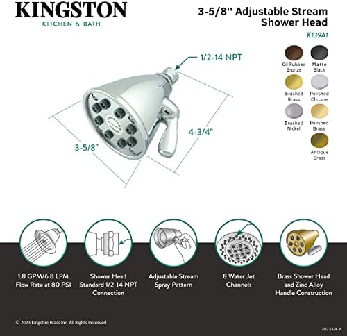 Kingston Brass K139A0MB Cabeça vitoriana de chuveiro, preto fosco