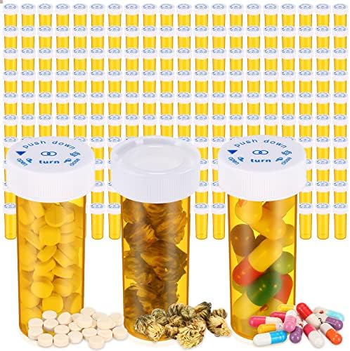 200 peças garrafas de comprimidos de remédios vazios com tampas resistentes a crianças 6 garrafas de prescrição plástica