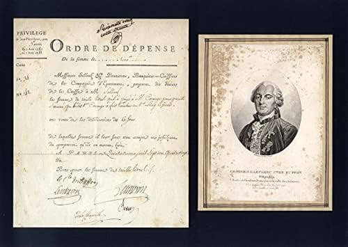 Naturalista francês Georges Leclerc Comte de Buffon Autograph, documento assinado e montado