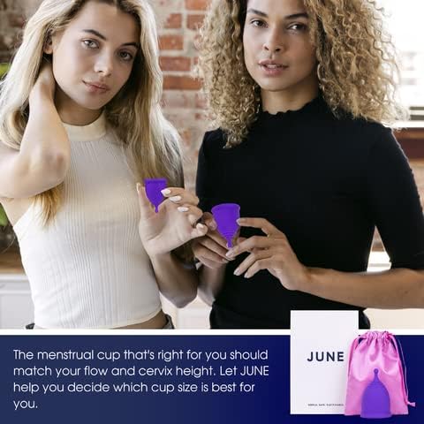 June Co, June Cup for Women - Copos menstruais reutilizáveis ​​- Copa do período amigável de pH - Copo menstrual flexível, copo de silicone de nível médico - produtos de higiene feminina, copo roxo - tamanho mini mini