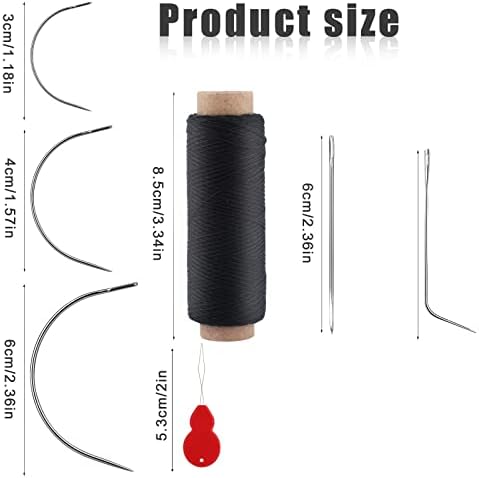27pcs Thread and agulha Kit, CJ A agulhas curvas de 5 cores e combinação de tecelagem de agulha com acessórios de costura e suprimentos