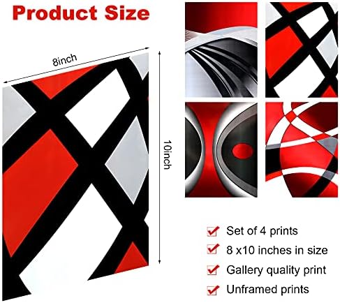 Outus 4 peças listras vermelhas impressões de pôster impressão abstrata arte de parede moderna arte de parede abstrata impressão