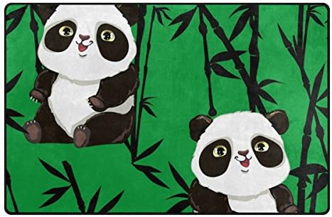 Colourlife Lightweight Non Slip tapetes de tapetes de tapetes macios Decoração de tapete de tapete para crianças sala de estar 60 x 39 polegadas pandas com bambu