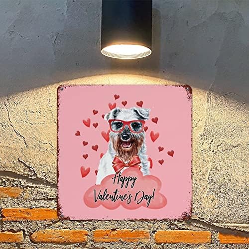 Pet Dog Feliz Dia dos Namorados Placa Metal Placa Spaniel Dog Retro Decoração Plaques Dog com óculos vermelhos e Love Heart Aluminium