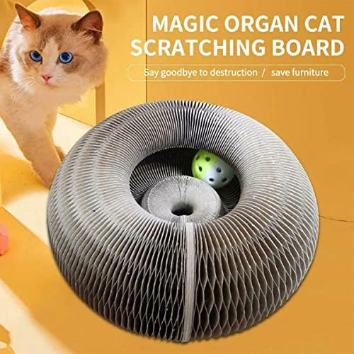 Shitbrf órgão mágico gato arranhando placas com uma bola de sino de brinquedo, conveniente cat scratcher scratcher durável reciclável