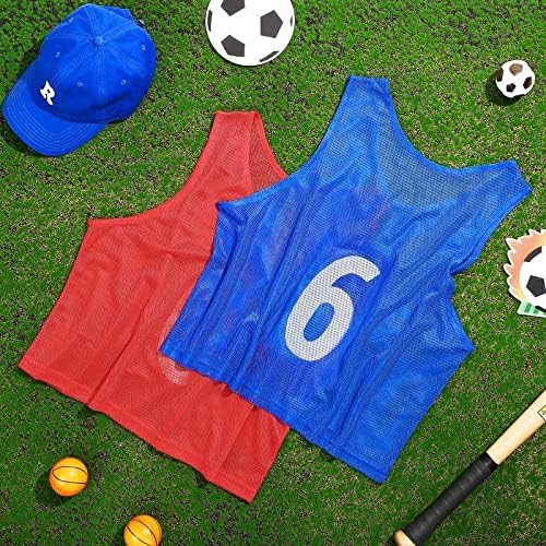 HiCarer 13 peças 1-6 Numerado Jerseys Mesh Scrimmage Vest Football Sports Youth Sports com bolsa de cordão