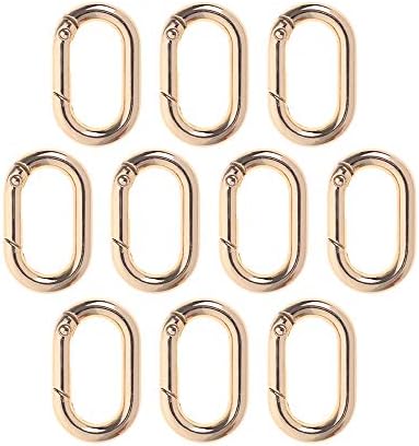 Toptie 10pcs anel oval de monte de moça, fivela de saco de ganchos de anel de chave de mola de metal de 25 mm