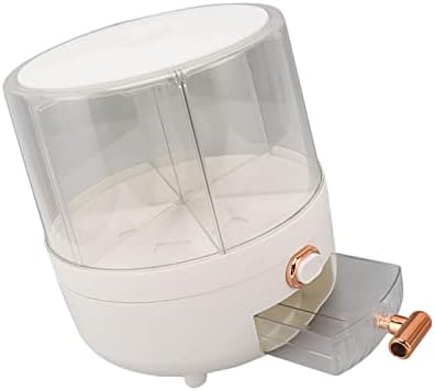Contêiner de grãos jeanoko, caixa de armazenamento de grãos branca de 360 ​​graus de 360 ​​graus 6 compartimentos para