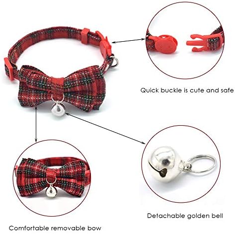 DOFYOU 2 colares de gato com sino, colarinho ajustável com gravata borboleta ， adequada para gatos e cães pequenos ajustáveis ​​de