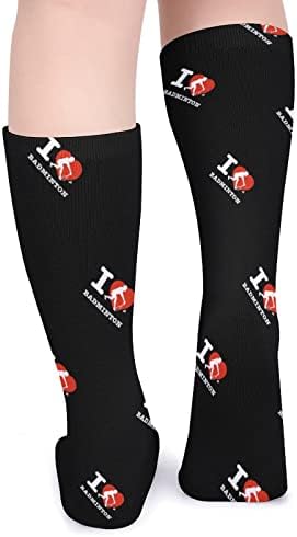 Eu amo meias de tubo de badminton para homens mulheres estampadas meias de tripulação quentes meias grossas meias engraçadas inverno