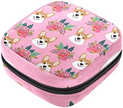 Bolsa de maquiagem fofa de cachorro corgi corgi, bolsa de cosméticos, bolsa de higiene pessoal portátil para mulheres e meninas