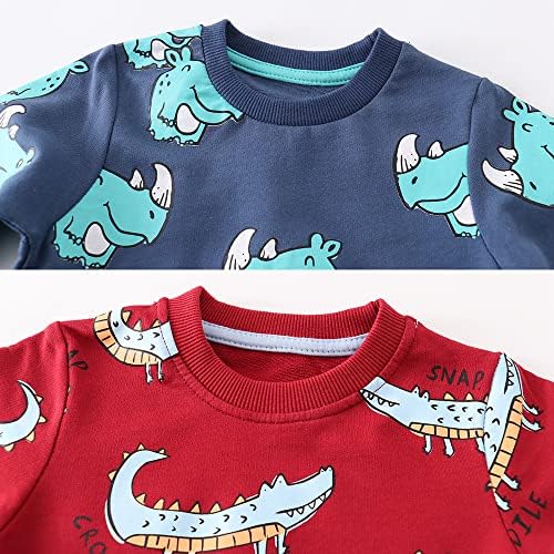 Azalquat Toddler Boys Crewneck Sweatshirt, algodão Pullover de manga comprida impressão de desenho animado