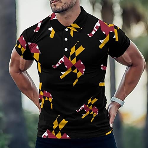 Pitbull Maryland Flag Men's Polo-Shirt Slave Camisetas de Golfe Camiseta Casual Camiseta Casual