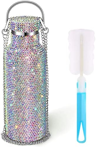 Colorido Diamond Water Bottle Bling Bling Strassne Aço inoxidável garrafa térmica Recarregável Bamase reabastecida de água