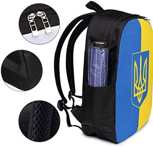 Kadeux bandeira ucraniana e brasão de armas de laptop da Ucrânia laptops de viagens de negócios Mochila com porta de carregamento