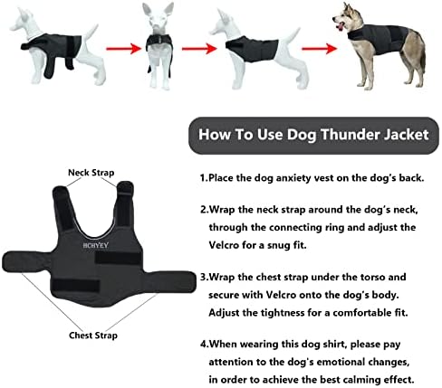 Jaqueta de Ansiedade de Dog Hchyey, colete calmante para cães para cães - camisa de cachorro para trovões, fogos de artifício e separação