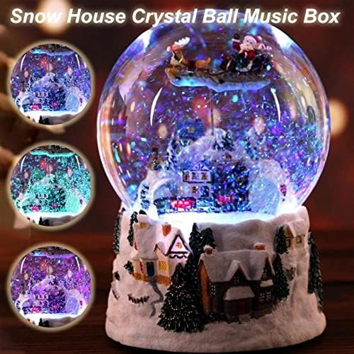 Caixas de música de natal para crianças resina de resina Crystal Ball Caixa de música gira luz de neve clos